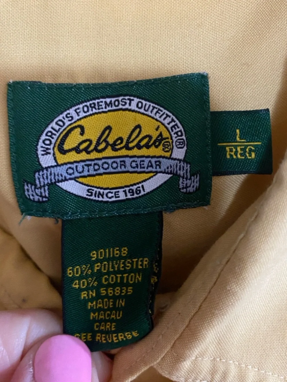 Cabela’s Yellow Button Up Shirt Men’s Large Short Sleeve Pockets - Picture 5 of 5